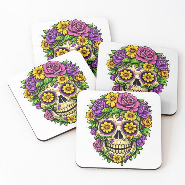 Item preview, Floral Sugar Skull Day of the Dead Sticker designed and sold by MarchyStudio.