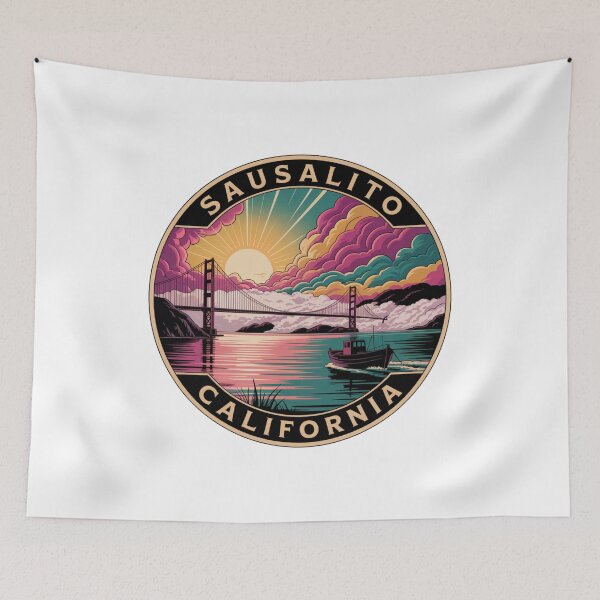 Item preview, Sausalito California: Golden Gate Bridge Bay Illustration designed and sold by CircinusStore.