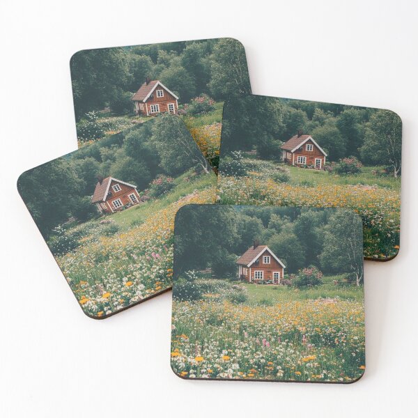 Item preview, Cozy Cottage in Wildflower Meadow Landscape designed and sold by VelvetPetalMia.