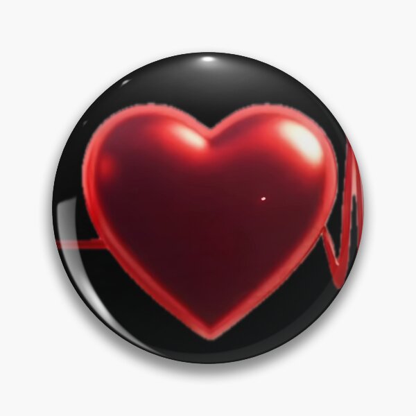 Item preview, Red Glossy Heart With Pulsating EKG Heartbeat Line On Black Background designed and sold by Dreamy Armine Art.