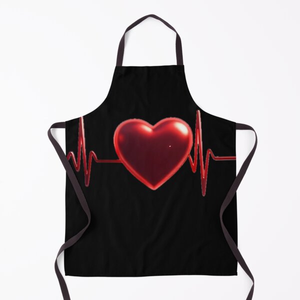 Item preview, Red Glossy Heart With Pulsating EKG Heartbeat Line On Black Background designed and sold by Dreamy Armine Art.