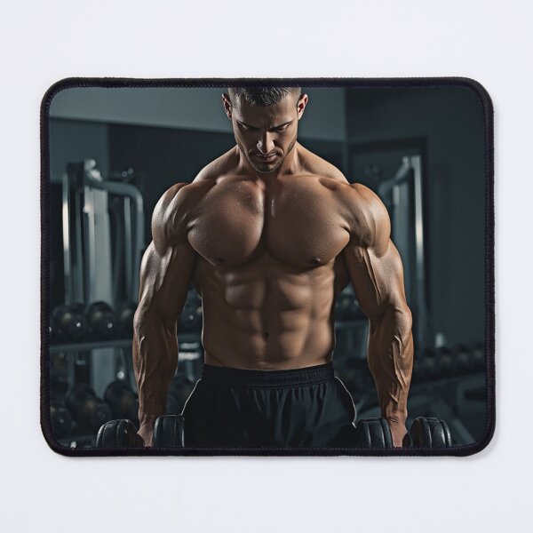 Item preview, Athletic Man Lifting Dumbbells in Gym Workout designed and sold by RahulArtForge.