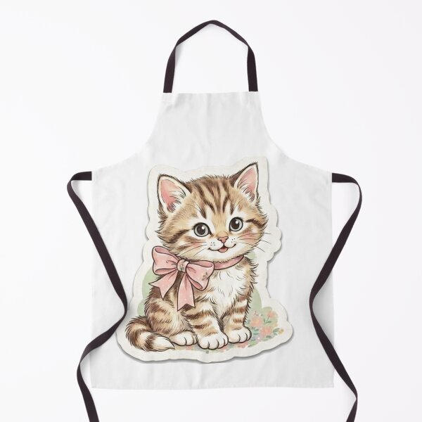 Item preview, Vintage Cute Kitten with Pink Ribbon – Retro Cat Sticker designed and sold by ahfas86.