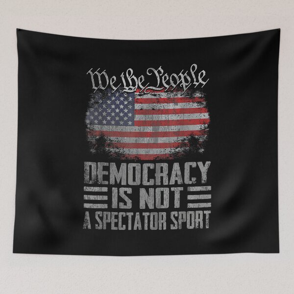 Item preview, Democracy is Not A Spectator Sport Vintage America Flag designed and sold by StephanieSBeama.