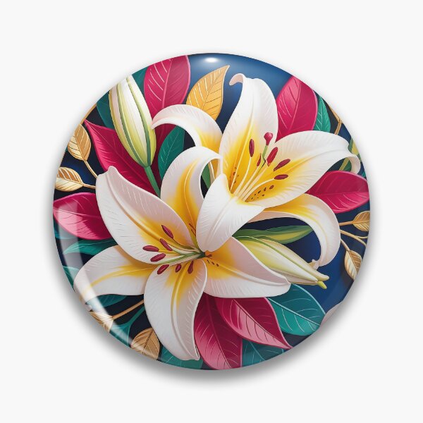 Item preview, White Lily Anniversary Card - 3D Paper-Cut Style with Crimson & Gold designed and sold by Pro AguiZoul Art.