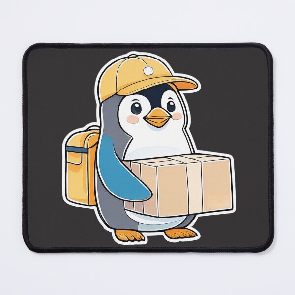 Item preview, Cute Penguin Delivery Courier Holding Package With Backpack designed and sold by ChernivtsiSkoda.