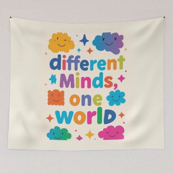 Item preview, Different Minds One World | Neurodiversity Inclusion Quote designed and sold by YvkafromPoland.