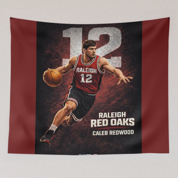 Item preview, Raleigh Red Oaks - Caleb Redwood – MBA Basketball Poster– Shooting Guard designed and sold by Beaurozier.