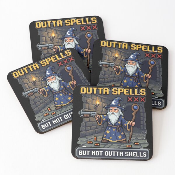 Item preview, Outta Spells But Not Outta Shells - Funny Pixel Art Wizard With a Shotgun designed and sold by DavmaxDesign.