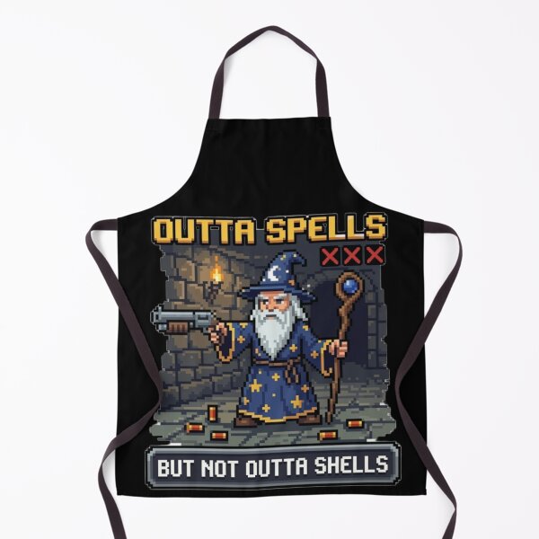 Item preview, Outta Spells But Not Outta Shells - Funny Pixel Art Wizard With a Shotgun designed and sold by DavmaxDesign.