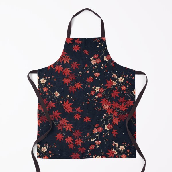 Item preview, Dark Japanese Autumn Maple and Cherry Blossom Night Pattern designed and sold by InkedHorizon.