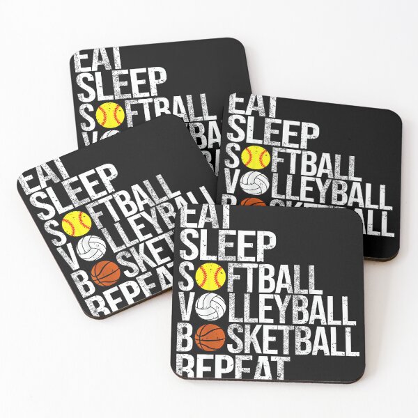 Item preview, Eat Sleep Softball Volleyball Basketball Repeat Funny Sport designed and sold by StephanieSBeama.