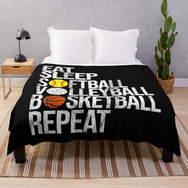Item preview, Eat Sleep Softball Volleyball Basketball Repeat Funny Sport designed and sold by StephanieSBeama.
