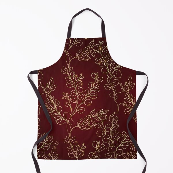 Item preview, Elegant Golden Eucalyptus Line Art on Deep Burgundy Red designed and sold by InkedHorizon.