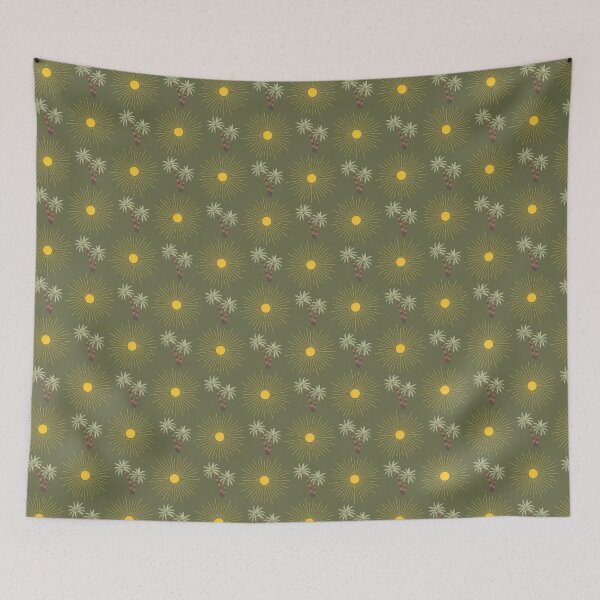 Item preview, Retro Oasis Palms & Suns - Mid-Century Tropical Desert Pattern in Olive Green designed and sold by NoemiMarozsan.