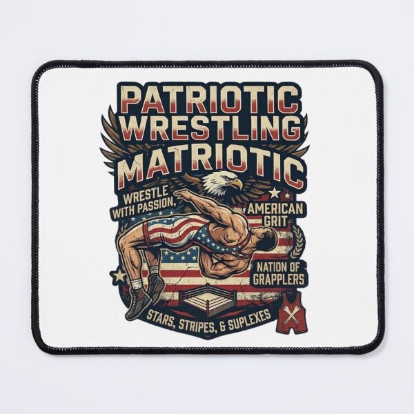 Item preview, Stars, Stripes, & Suplexes - Patriotic American Wrestling Vintage Art designed and sold by Wear Sculpt.