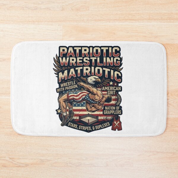Item preview, Stars, Stripes, & Suplexes - Patriotic American Wrestling Vintage Art designed and sold by Wear Sculpt.