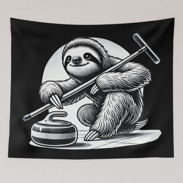 Item preview, Funny Sloth Lazy Curling Curler Winter Sports Man Woman designed and sold by StephanieSBeama.