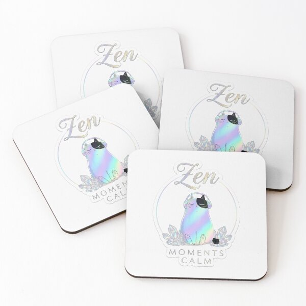 Item preview, Zen Cat with Headphones in Crystal Aura - Calm Meditation Vibes designed and sold by PixelQ.