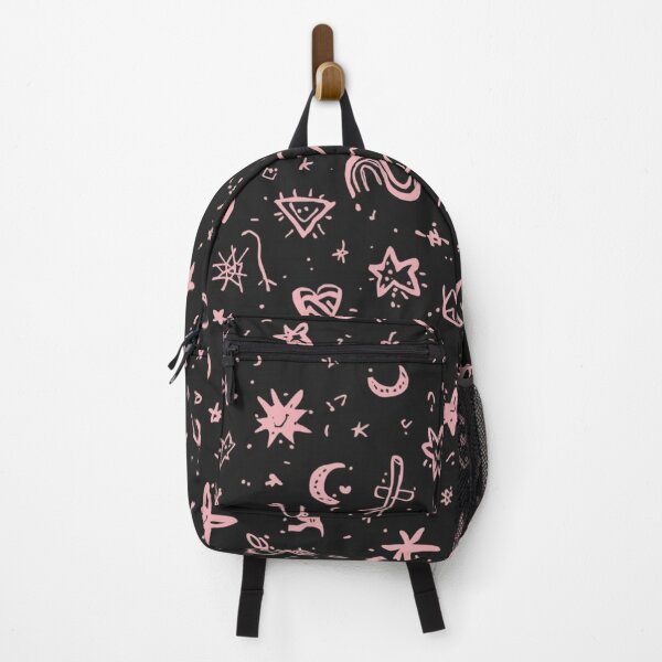 Item preview, Pink Doodle Pattern – Stars, Hearts & Moon on a Black Background designed and sold by LAtelierNoir.