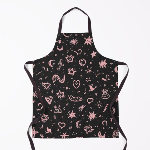 Item preview, Pink Doodle Pattern – Stars, Hearts & Moon on a Black Background designed and sold by LAtelierNoir.