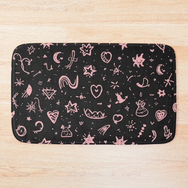 Item preview, Pink Doodle Pattern – Stars, Hearts & Moon on a Black Background designed and sold by LAtelierNoir.