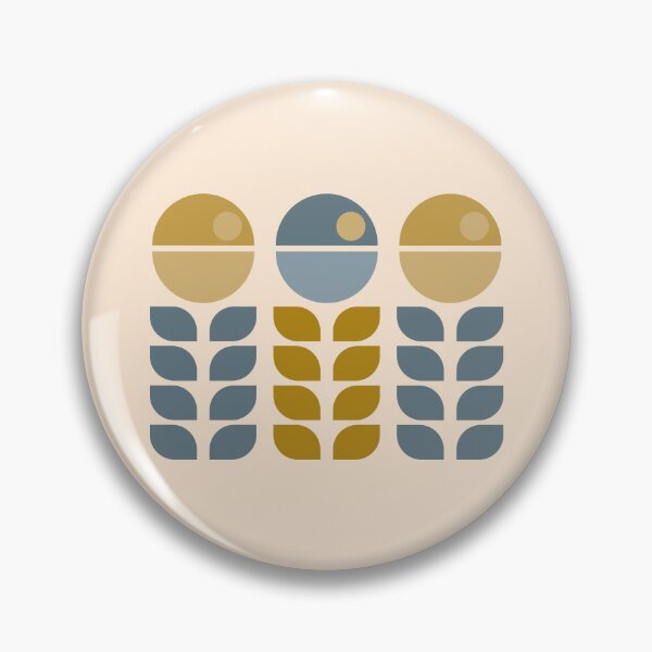 Item preview, Retro flowers - mid century modern - Dusty Blue and Mustard Green designed and sold by JMgraphic.