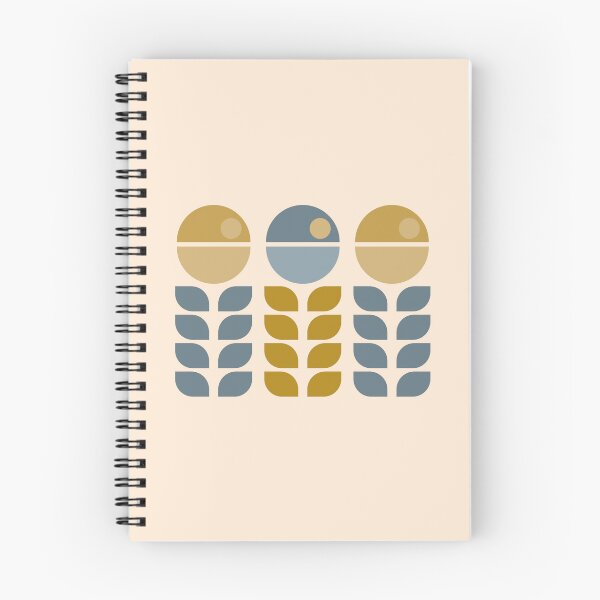 Item preview, Retro flowers - mid century modern - Dusty Blue and Mustard Green designed and sold by JMgraphic.
