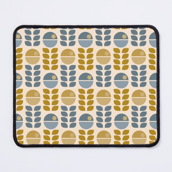 Item preview, Retro flowers - mid century modern - Dusty Blue and Mustard Green designed and sold by JMgraphic.