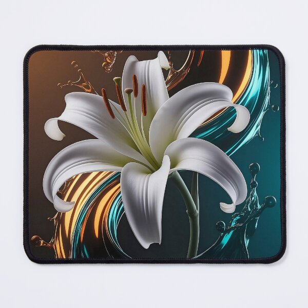 Item preview, Easter Lily with Liquid Gold & Teal Splash - Dramatic HDR Floral Photograph designed and sold by Pro AguiZoul Art.