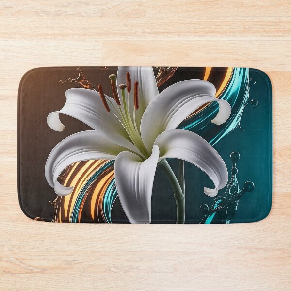 Item preview, Easter Lily with Liquid Gold & Teal Splash - Dramatic HDR Floral Photograph designed and sold by Pro AguiZoul Art.