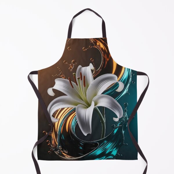 Item preview, Easter Lily with Liquid Gold & Teal Splash - Dramatic HDR Floral Photograph designed and sold by Pro AguiZoul Art.