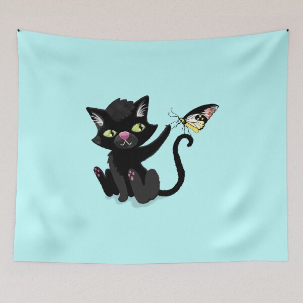Item preview, Black kitten with a butterfly designed and sold by jasmineberry.