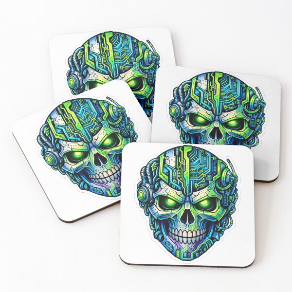 Item preview, Cyberpunk Mechanical Skull Neon Sticker designed and sold by MarchyStudio.