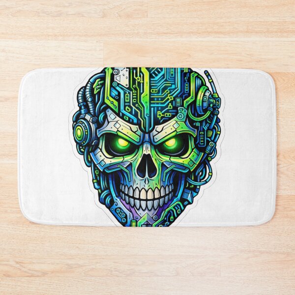 Item preview, Cyberpunk Mechanical Skull Neon Sticker designed and sold by MarchyStudio.