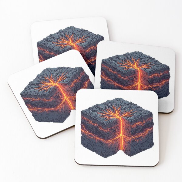 Item preview, Neon Magma Intrusion Geology Art – Lava Breaking Earth Layers designed and sold by Nela Creative Lab.