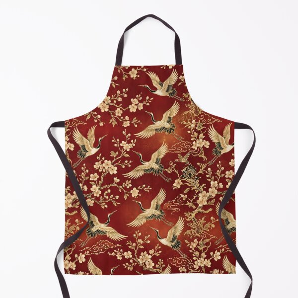 Item preview, Vintage Japanese Red and Gold Cranes with Cherry Blossoms Pattern designed and sold by InkedHorizon.