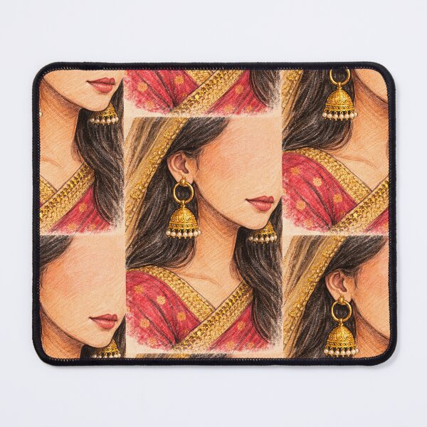 Item preview, Elegant South Asian Bridal Portrait Illustration | Traditional Indian Pakistani Bride Art | Gold Jewelry & Red Saree Fashion Drawing designed and sold by cozycharlotte.