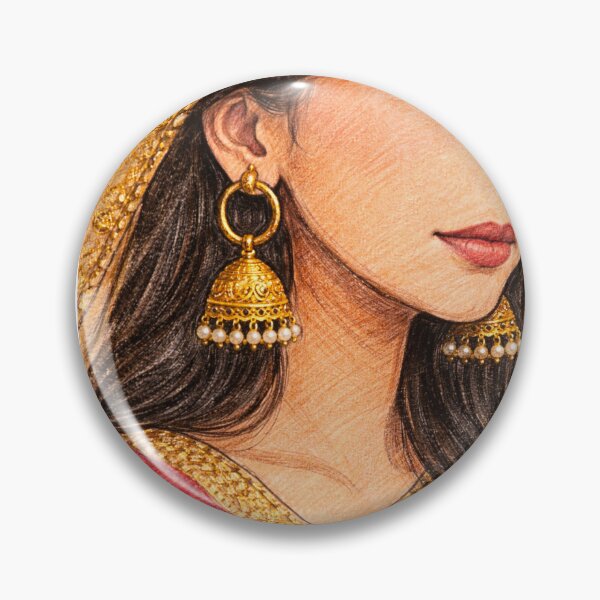 Item preview, Elegant South Asian Bridal Portrait Illustration | Traditional Indian Pakistani Bride Art | Gold Jewelry & Red Saree Fashion Drawing designed and sold by cozycharlotte.