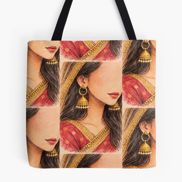 Item preview, Elegant South Asian Bridal Portrait Illustration | Traditional Indian Pakistani Bride Art | Gold Jewelry & Red Saree Fashion Drawing designed and sold by cozycharlotte.