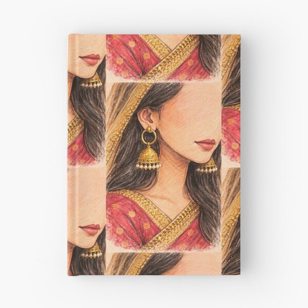 Item preview, Elegant South Asian Bridal Portrait Illustration | Traditional Indian Pakistani Bride Art | Gold Jewelry & Red Saree Fashion Drawing designed and sold by cozycharlotte.