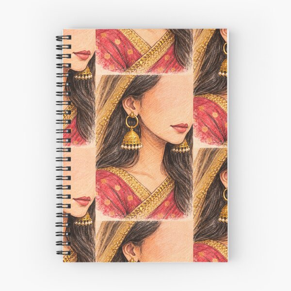 Item preview, Elegant South Asian Bridal Portrait Illustration | Traditional Indian Pakistani Bride Art | Gold Jewelry & Red Saree Fashion Drawing designed and sold by cozycharlotte.