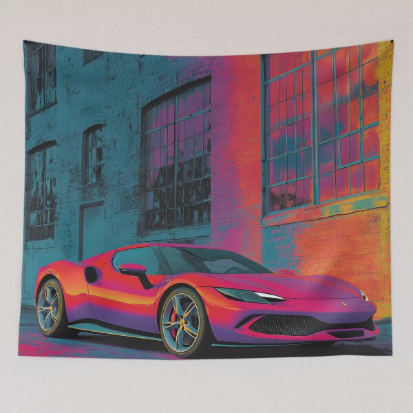 Item preview, Ferrari 296 GTB Colorful Pop Art Car Poster designed and sold by AutoPopStudio.