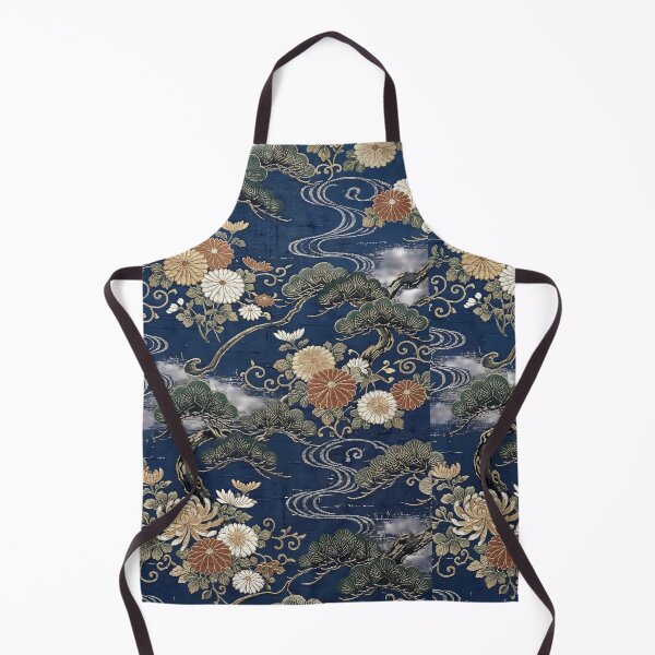 Item preview, Vintage Japanese Pine and Chrysanthemum Silk Tapestry Pattern designed and sold by InkedHorizon.