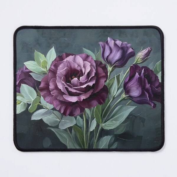 Item preview, Purple Lisianthus Wall Art – Elegant Dark Floral Canvas Painting designed and sold by DesignAnother.