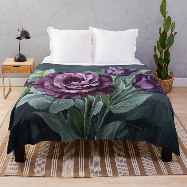 Item preview, Purple Lisianthus Wall Art – Elegant Dark Floral Canvas Painting designed and sold by DesignAnother.