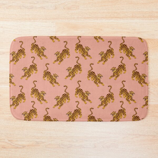 Item preview, Mid Century Tiger Pattern - Retro Desert Oasis Design Salmon designed and sold by NoemiMarozsan.