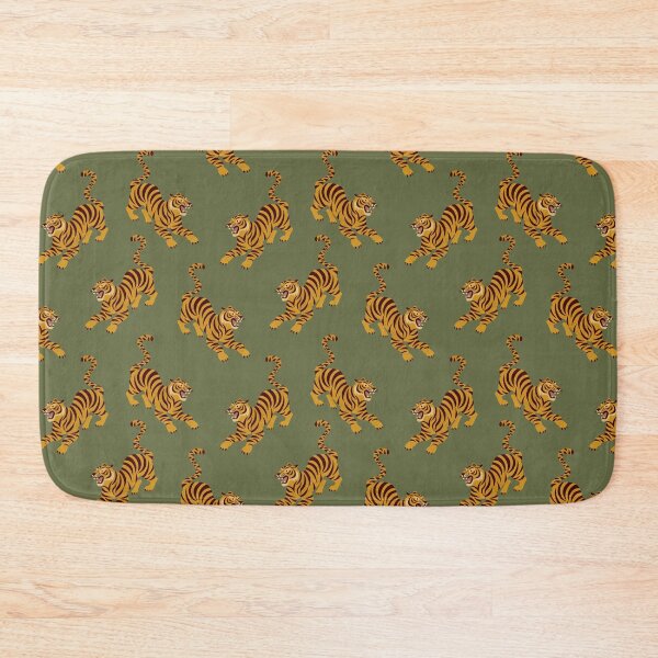 Item preview, Mid Century Tiger Pattern - Retro Desert Oasis Design Olive Green  designed and sold by NoemiMarozsan.