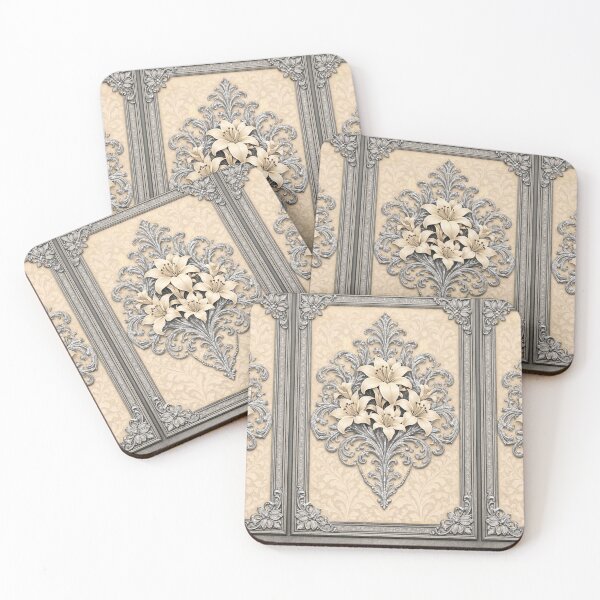 Item preview, Oat & Silver Damask & Lilies designed and sold by DesignsByPrnces.