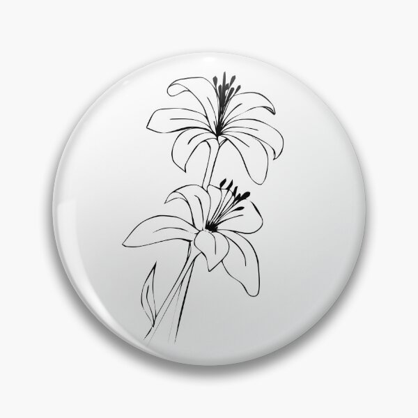 Item preview, Bouquet of 2 Lily Flowers, Line Drawing Symmetric Minimalist Aesthetic Natural Design designed and sold by SWSandraWechner.
